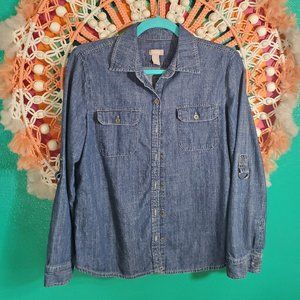 CHICO'S Denim Button Down, Size 1